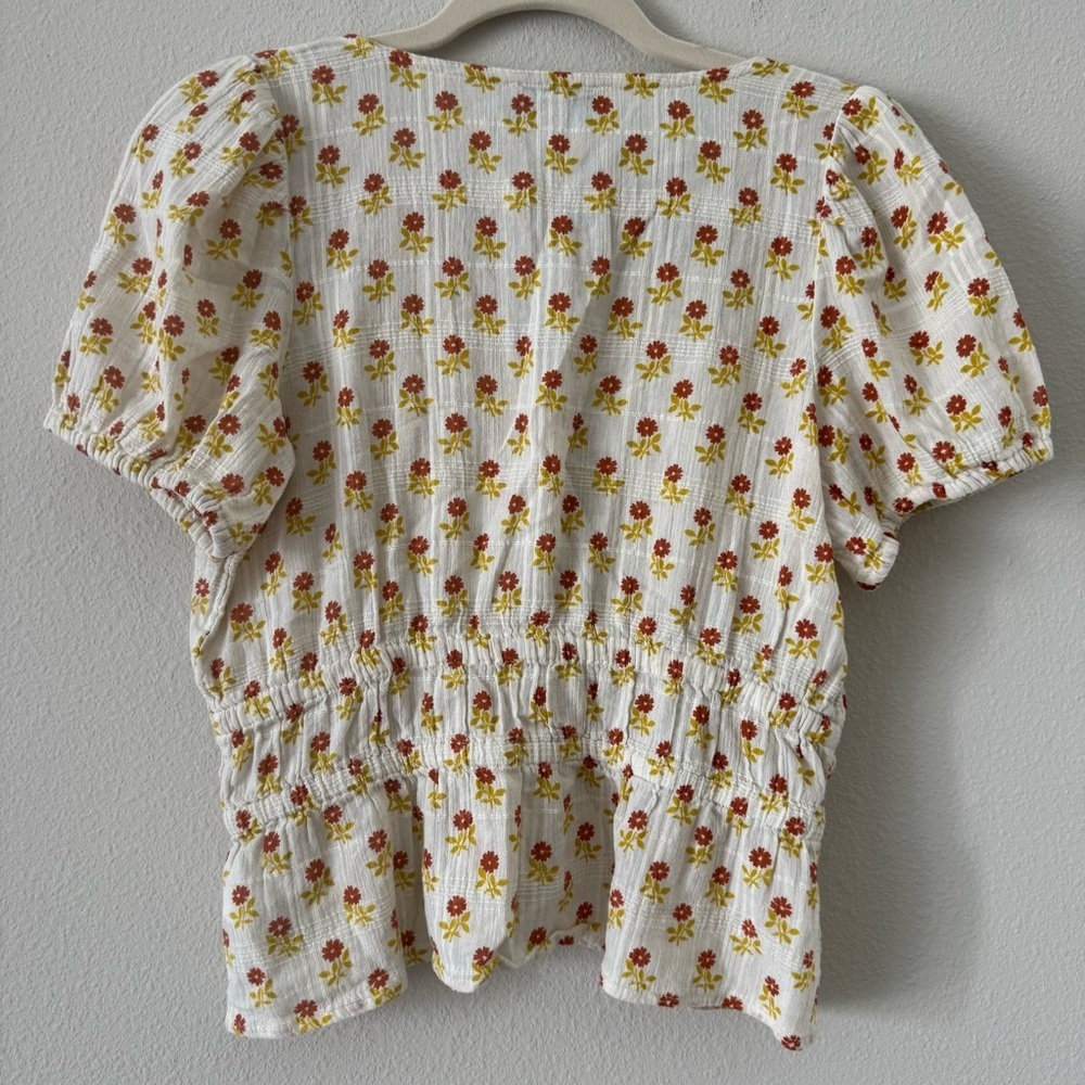 Madewell Sophia Short Sleeve Top in Wild Calendula Block-Print Small - Picture 7 of 8